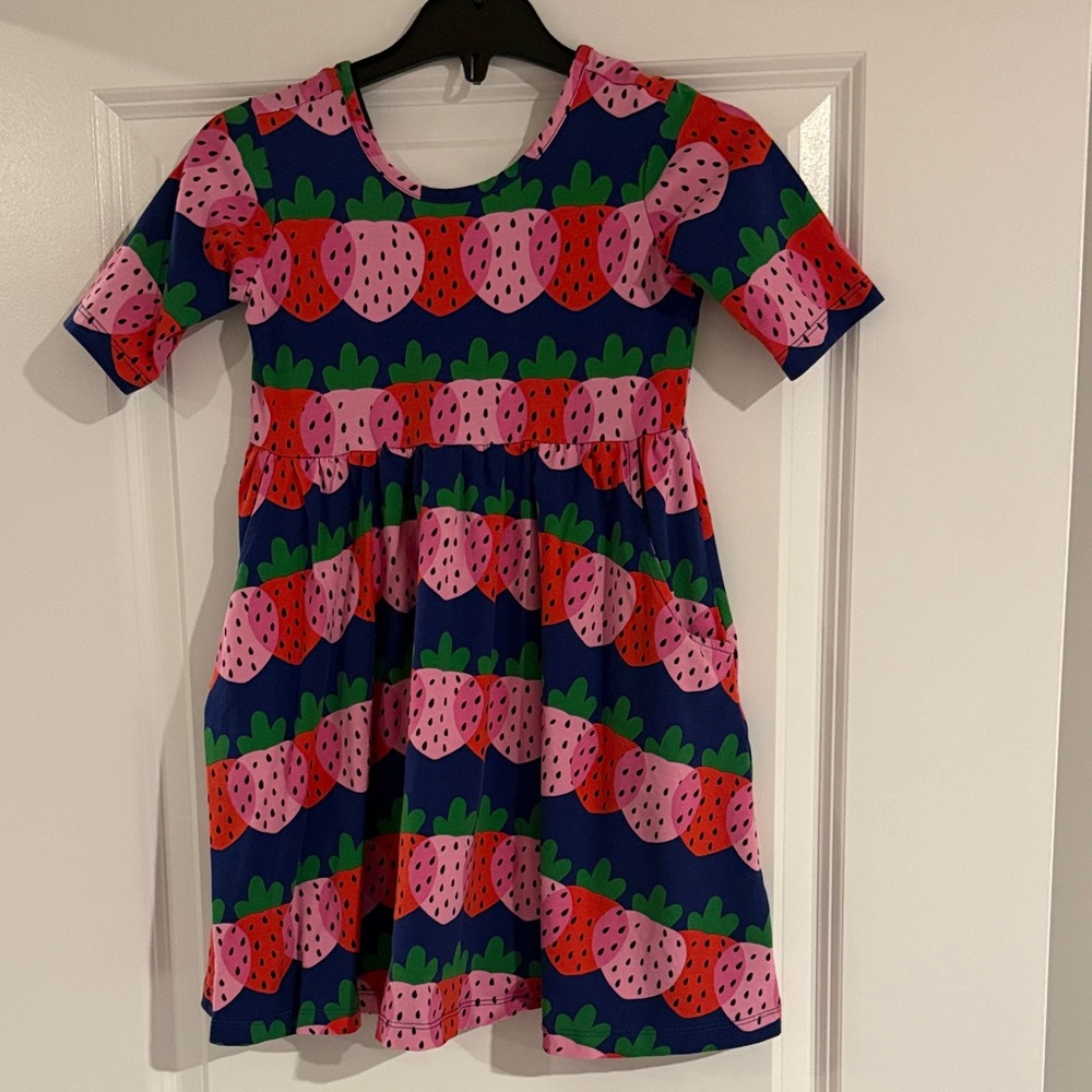 Hanna Andersson Strawberry Print Dress - Blue and Pink